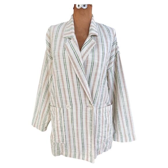 Maeve Anthropologie Sz XS Danielle Blazer Cotton Oversized Casual Boho Classic - Picture 2 of 13